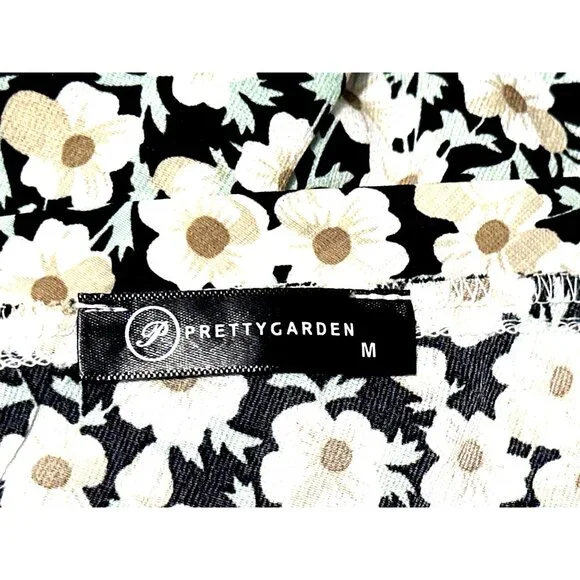 Pretty Garden M Navy White Floral Halter Backless Tiered Ruffle Maxi Boho Dress - Picture 7 of 11